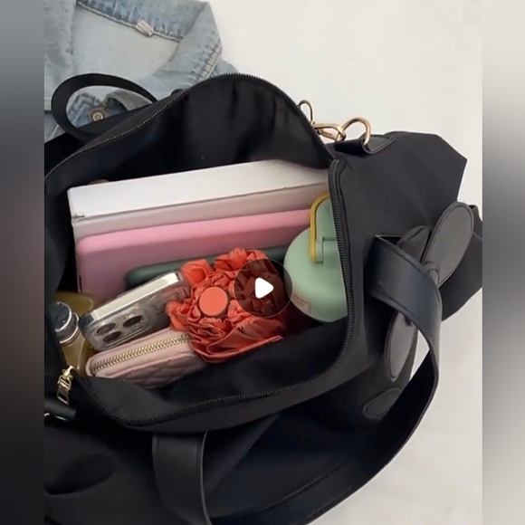 SALE! Hello Kitty Kawaii Sanrio Cute Cat Big Black Duffle Travel Sports Tote Bag - Picture 13 of 16